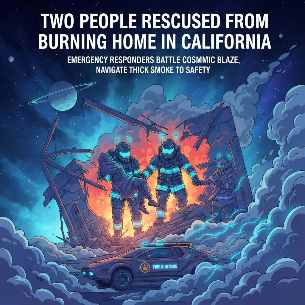 Two people rescued from a burning home in California