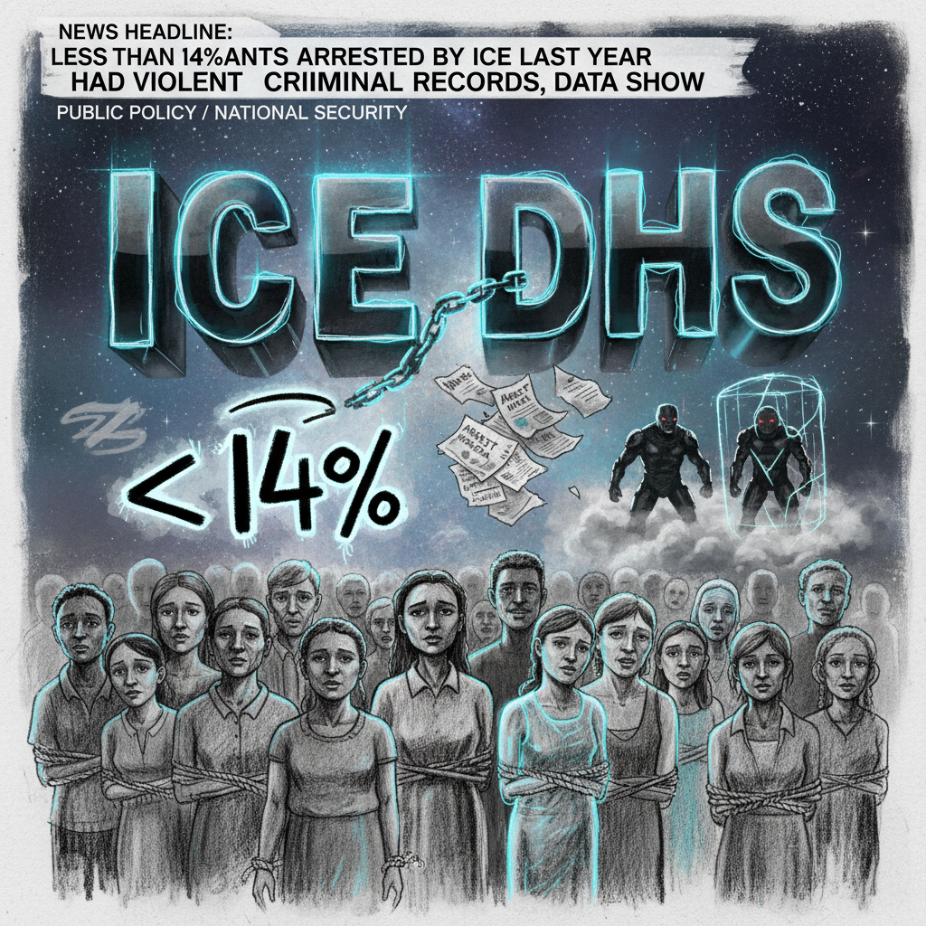 Less than 14% of immigrants arrested by ICE last year had violent criminal records, data show
